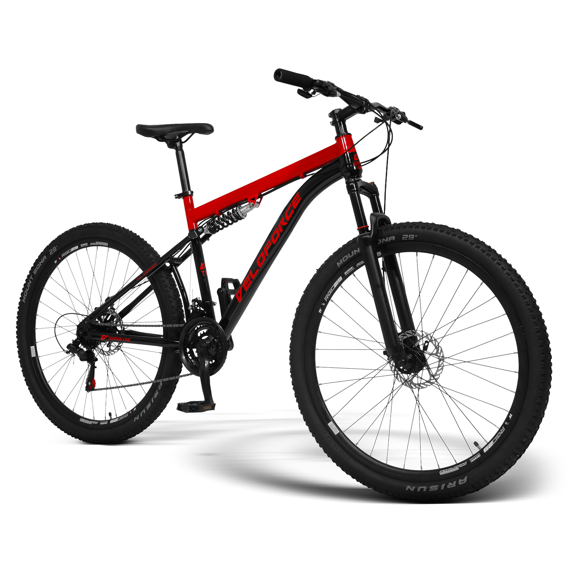 Bicicleta Full Suspension 29 Veloforce Terrain One com Freio a Disco 21 velocidades para trilhas e terrenos difíceis