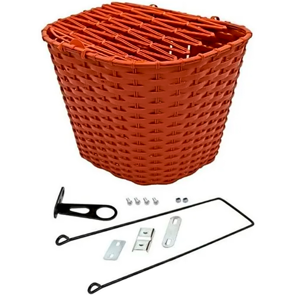 Cesta Cestinha para Bicicleta retro Marrom em Plástico com Tampa