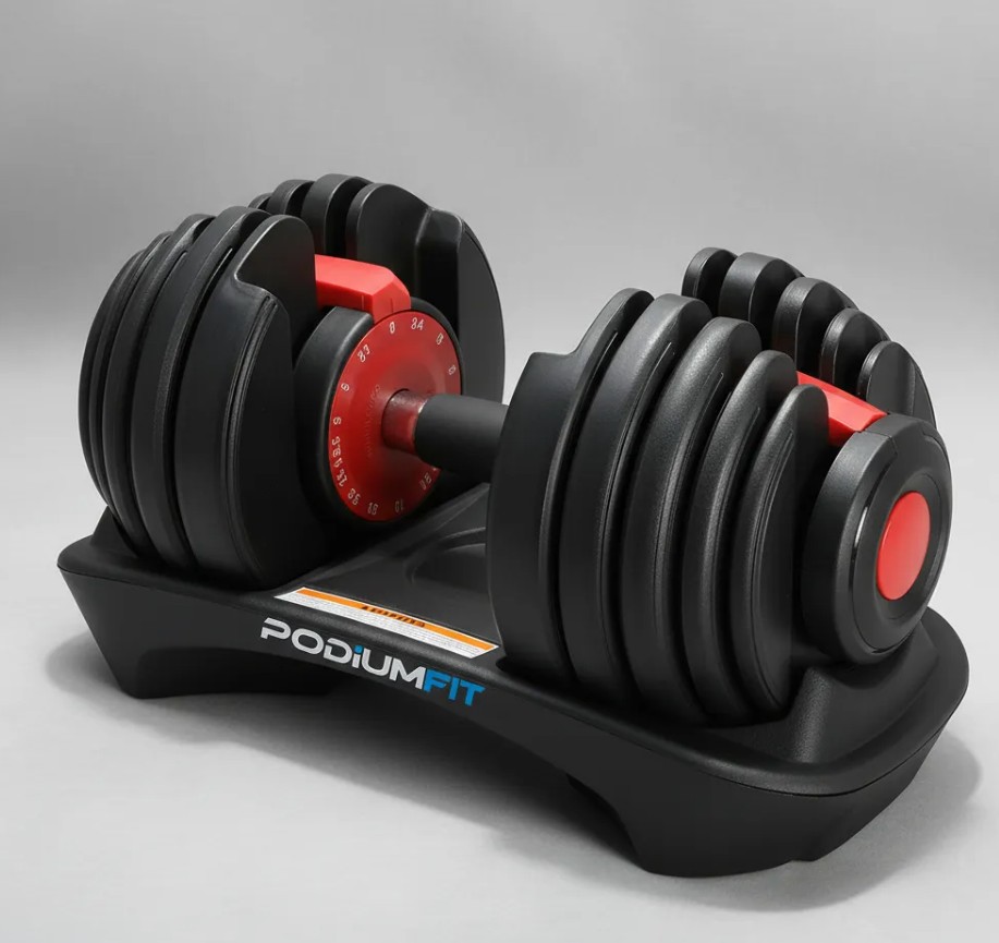 Dumbbell Halter Ajustável Podiumfit DA100 - 2,5 a 24kg Academia Musculação
